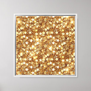 Gold Glam Sparkle Stars Canvas Print