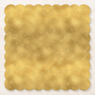 Gold Glam Sparkles Paper Coaster