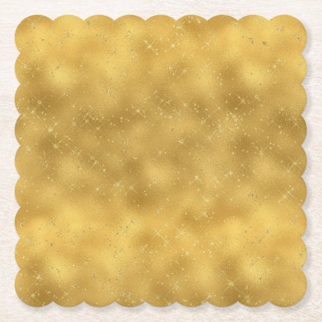 Gold Glam Sparkles Paper Coaster (Front)