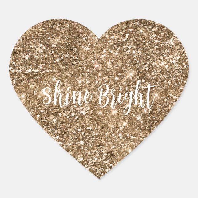 Gold Glam Sparkling Glitter      Heart Sticker (Front)