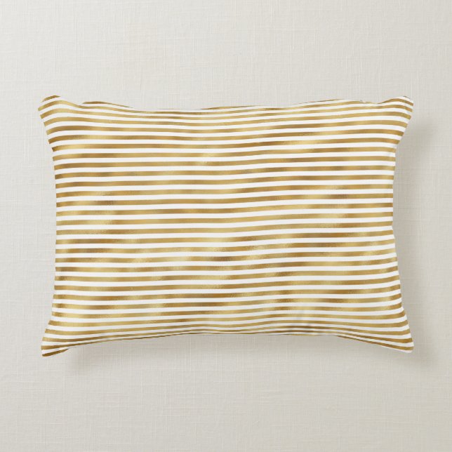 Gold Glam Stripes Accent Pillow (Front)