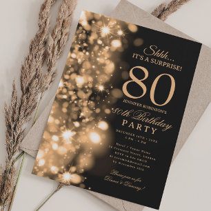  Gold Glam Surprise 80th Birthday Party Invitation