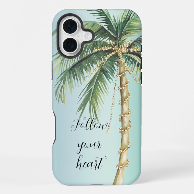 Gold Glam Tropical Palm Tree iPhone Case (Back)