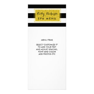 Gold Glamour Black White Stripes Salon Menu