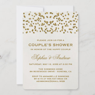 Gold Glamour Glitter Confetti Couple's Shower Invitation