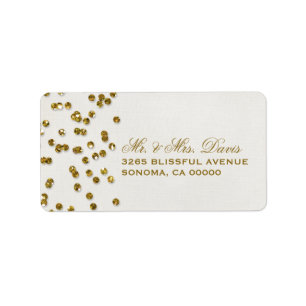 Gold Glamour Glitter Confetti Labels