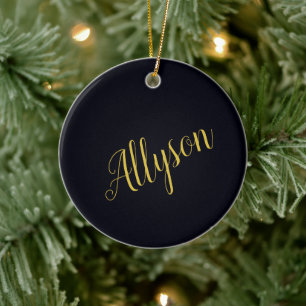 Gold glamour personalized  ceramic ornament