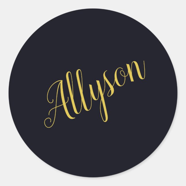 Gold glamour personalized  classic round sticker (Front)