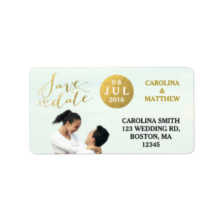 Gold Glamour Photo | Save the Date Address Label
