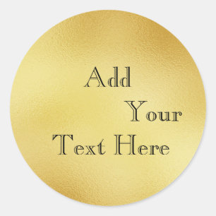 Gold Glass Foil Faux Glitter Customize Classic Classic Round Sticker