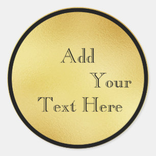 Gold Glass Foil Faux Glitter Customize Classic Round Sticker