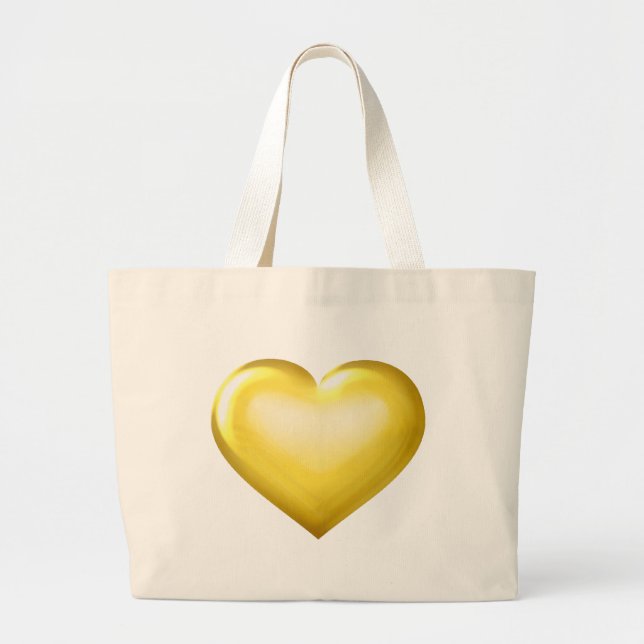 Gold glass heart large tote bag (Front)