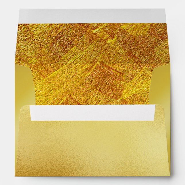 Gold Glass Metal Foil Faux Glitter Wedding Envelope (Back (Bottom))
