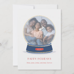 Gold Glimmer Snow Globe Holiday Card