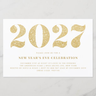 Gold Glitter 2023 New Year's Eve Party Invitation