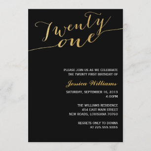 Gold Glitter 21st Birthday Party Invitation