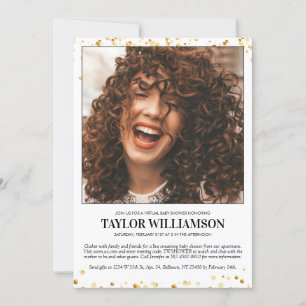 Gold Glitter 2 Photo Virtual Baby Shower Invitation