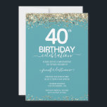 Gold Glitter 40th Birthday Party Invitation<br><div class="desc">Elegant Faux gold glitter with shimmering confetti highlights on the top and bottom border. All text is adjustable and easy to change for your own party needs. Great elegant 40th birthday template design.</div>