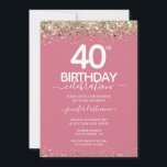 Gold Glitter 40th Birthday Party Invitation<br><div class="desc">Elegant Faux gold glitter with shimmering confetti highlights on the top and bottom border. All text is adjustable and easy to change for your own party needs. Great elegant 40th birthday template design.</div>