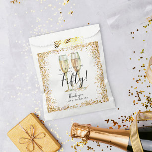Gold Glitter 50th Birthday Favour Bag