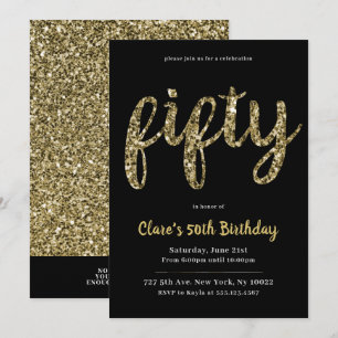 Gold Glitter 50th Birthday Invitations