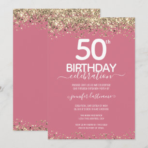 Gold Glitter 50th Birthday Party Invitation