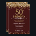 Gold Glitter 50th Birthday Party Invitation<br><div class="desc">Elegant Faux gold glitter with shimmering confetti highlights on the top and bottom border. All text is adjustable and easy to change for your own party needs. Great elegant 50th birthday template design.</div>