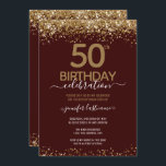 Gold Glitter 50th Birthday Party Invitation<br><div class="desc">Elegant Faux gold glitter with shimmering confetti highlights on the top and bottom border. All text is adjustable and easy to change for your own party needs. Great elegant 50th birthday template design.</div>