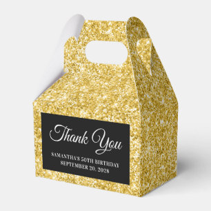 Gold Glitter 50th Birthday Thank You Favor Box