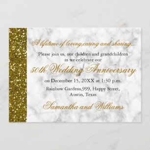 Gold Glitter 50th Wedding Anniversary Invitation
