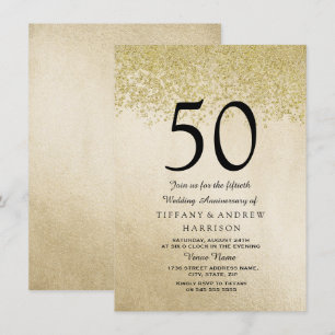 Gold Glitter 50th Wedding Anniversary Invitation