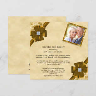 Gold Glitter 50th Wedding Anniversary Invitation