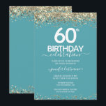 Gold Glitter 60th Birthday Party Invitation<br><div class="desc">Elegant Faux gold glitter with shimmering confetti highlights on the top and bottom border. All text is adjustable and easy to change for your own party needs. Great elegant 60th birthday template design.</div>