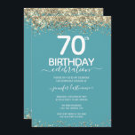 Gold Glitter 70th Birthday Party Invitation<br><div class="desc">Elegant Faux gold glitter with shimmering confetti highlights on the top and bottom border. All text is adjustable and easy to change for your own party needs. Great elegant 70th birthday template design.</div>