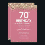 Gold Glitter 70th Birthday Party Invitation<br><div class="desc">Elegant Faux gold glitter with shimmering confetti highlights on the top and bottom border. All text is adjustable and easy to change for your own party needs. Great elegant 70th birthday template design.</div>