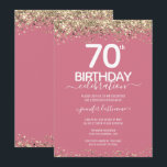 Gold Glitter 70th Birthday Party Invitation<br><div class="desc">Elegant Faux gold glitter with shimmering confetti highlights on the top and bottom border. All text is adjustable and easy to change for your own party needs. Great elegant 70th birthday template design.</div>