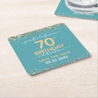 Gold Glitter 70th Birthday Save the Date