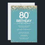 Gold Glitter 80th Birthday Party Invitation<br><div class="desc">Elegant Faux gold glitter with shimmering confetti highlights on the top and bottom border. All text is adjustable and easy to change for your own party needs. Great elegant 80th birthday template design.</div>