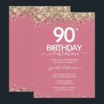 Gold Glitter 90th Birthday Party Invitation<br><div class="desc">Elegant Faux gold glitter with shimmering confetti highlights on the top and bottom border. All text is adjustable and easy to change for your own party needs. Great elegant 90th birthday template design.</div>