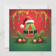 Gold Glitter A For Family Christmas