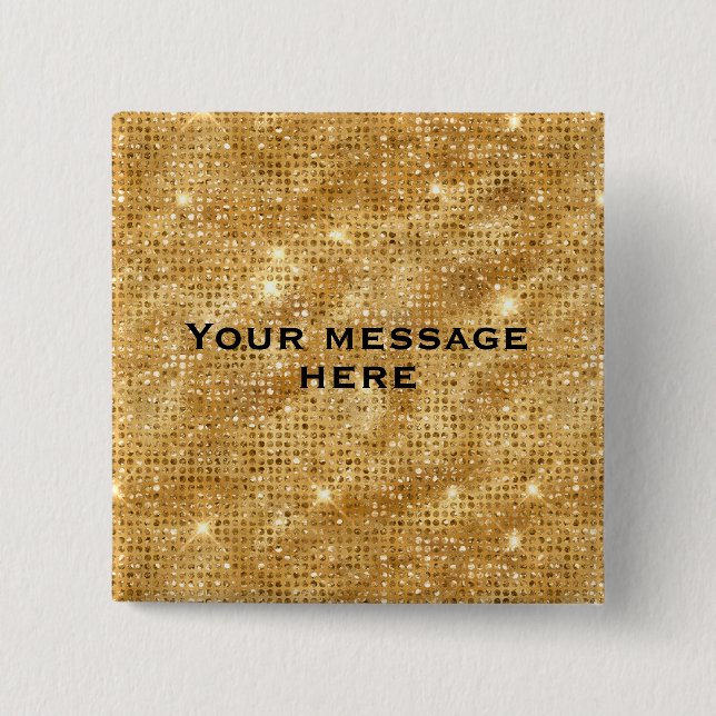 Gold Glitter Add Your Own Text 2 Inch Square Button (Front)