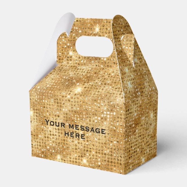 Gold Glitter Add Your Own Text Favor Box (Front Side)