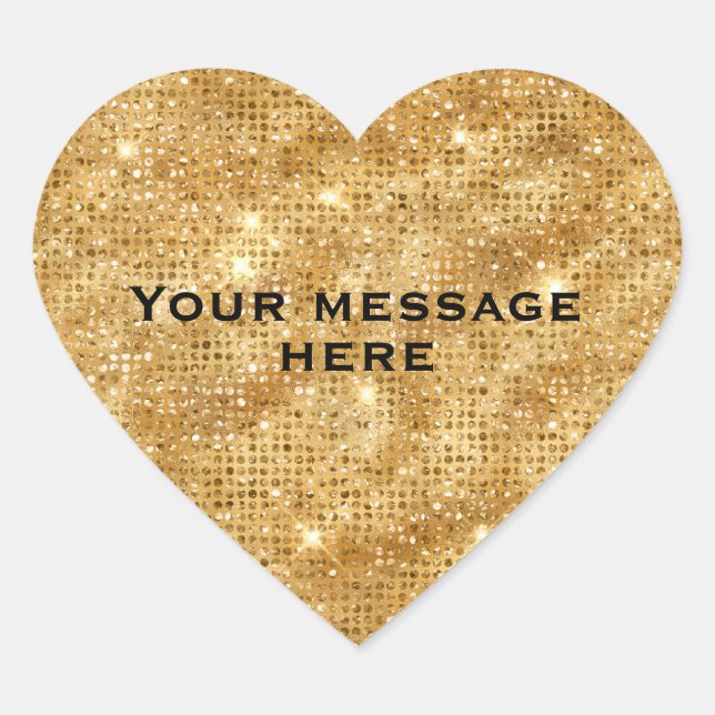 Gold Glitter Add Your Own Text Heart Sticker (Front)