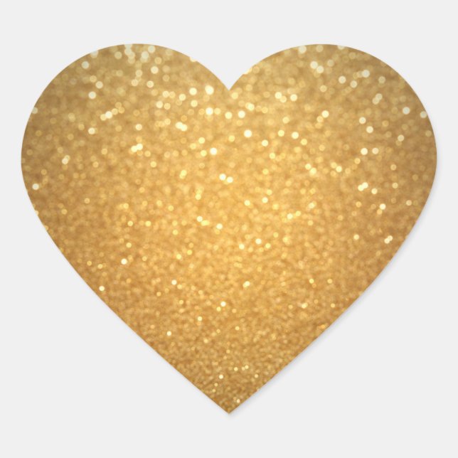 Gold Glitter Add Your Text Elegant Blank Template Heart Sticker (Front)