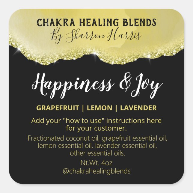 Gold Glitter Agate Blend Labels (Front)