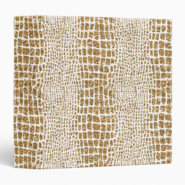 Gold Glitter Alligator Print Binder (Front/Spine)
