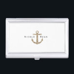 Gold Glitter Anchor Nautical Business Card Holder<br><div class="desc">Gold Glitter Anchor Nautical Business Card Holder. Customize with any text or leave it blank.</div>