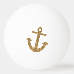 Gold Glitter Anchor Ping Pong Ball