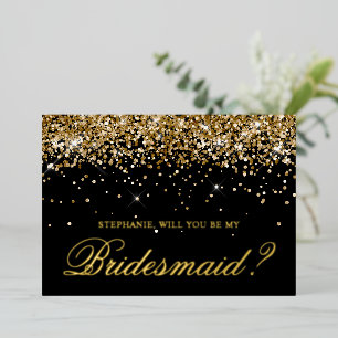 Gold Glitter and Black Bridesmaid Proposal