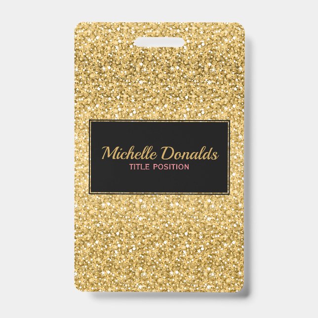 Gold Glitter And Black Frame Badge (Front)
